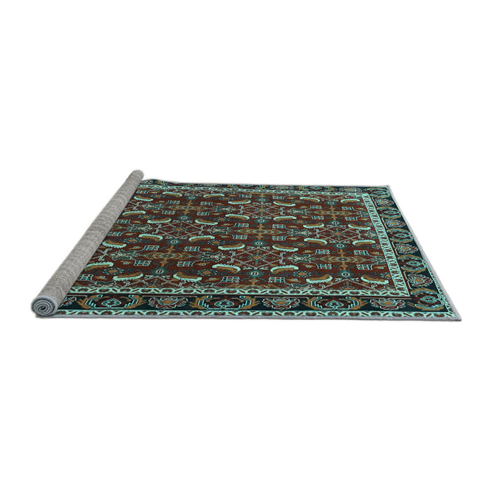 Sideview of Machine Washable Persian Light Blue Traditional Rug, wshtr4003lblu
