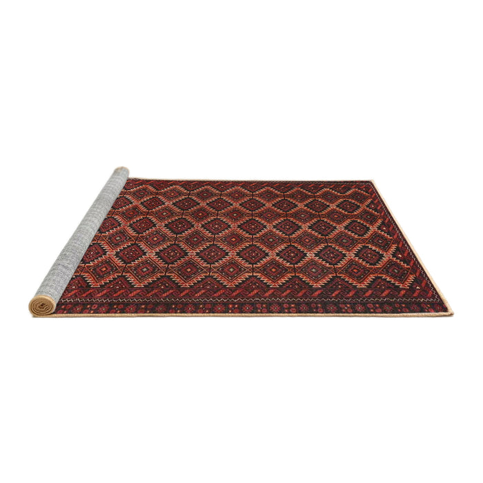 Sideview of Machine Washable Traditional Saffron Red Rug, wshtr4004