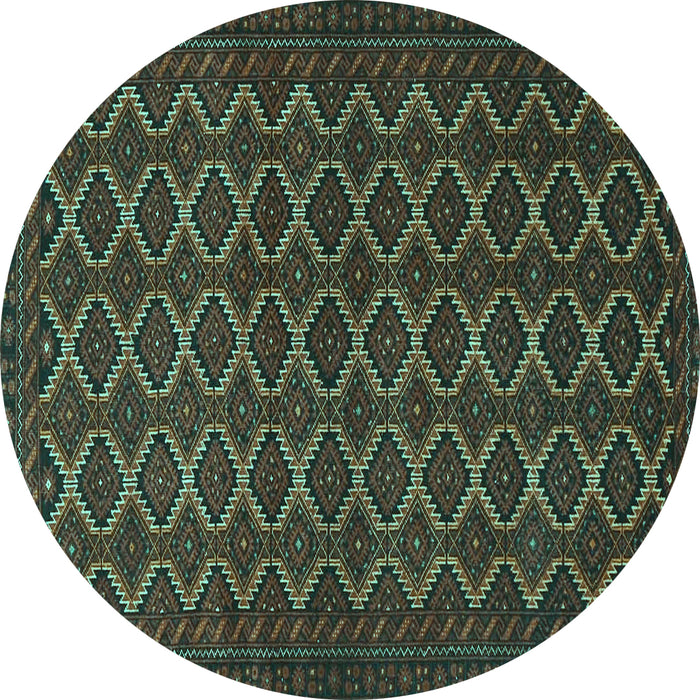Round Persian Turquoise Traditional Rug, tr4004turq