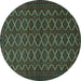 Round Persian Turquoise Traditional Rug, tr4004turq