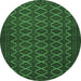 Round Machine Washable Persian Emerald Green Traditional Area Rugs, wshtr4004emgrn