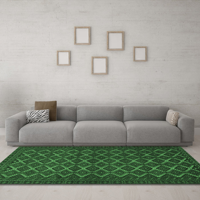 Machine Washable Persian Emerald Green Traditional Area Rugs in a Living Room,, wshtr4004emgrn