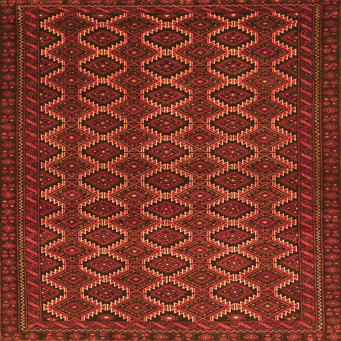 Round Machine Washable Persian Orange Traditional Area Rugs, wshtr4004org