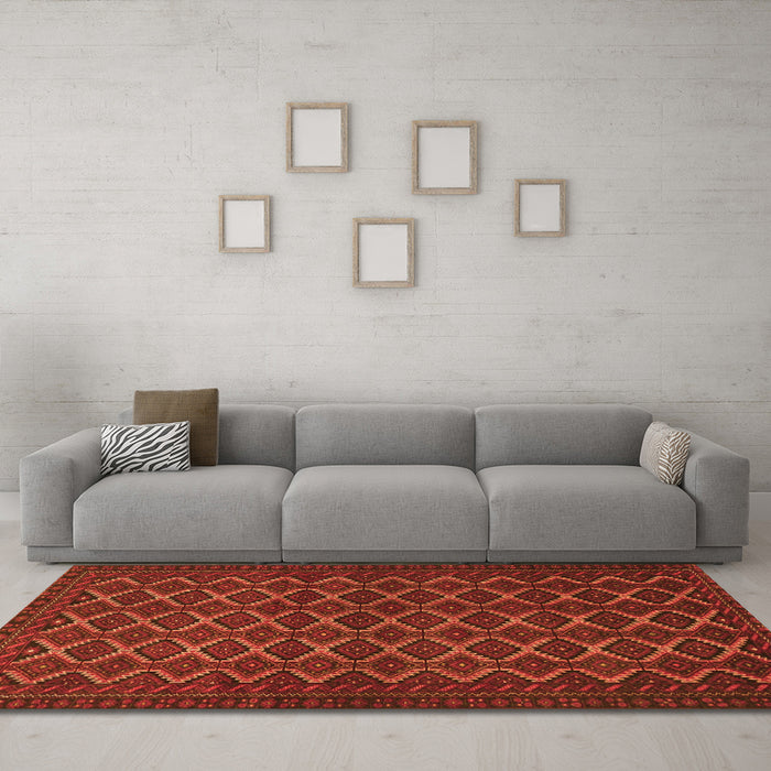 Machine Washable Persian Orange Traditional Area Rugs in a Living Room, wshtr4004org
