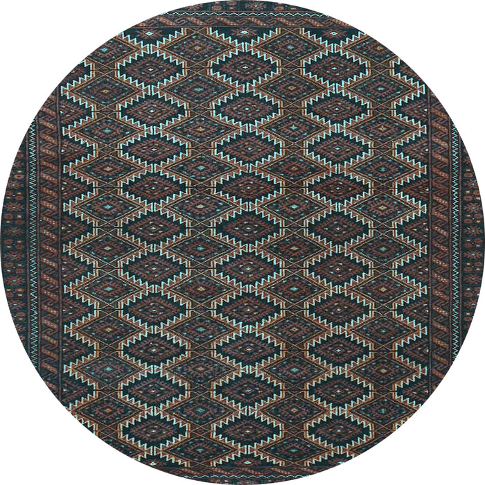 Round Machine Washable Persian Light Blue Traditional Rug, wshtr4004lblu