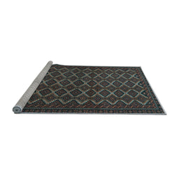 Sideview of Machine Washable Persian Light Blue Traditional Rug, wshtr4004lblu
