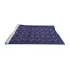 Sideview of Machine Washable Persian Blue Traditional Rug, wshtr4004blu