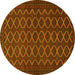 Round Machine Washable Persian Yellow Traditional Rug, wshtr4004yw