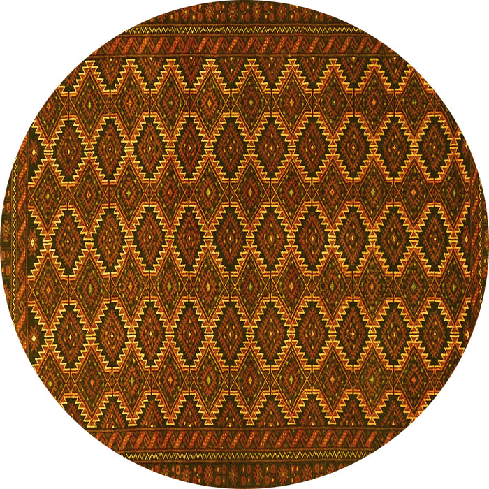 Round Persian Yellow Traditional Rug, tr4004yw