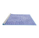 Sideview of Machine Washable Medallion Blue Traditional Rug, wshtr4005blu