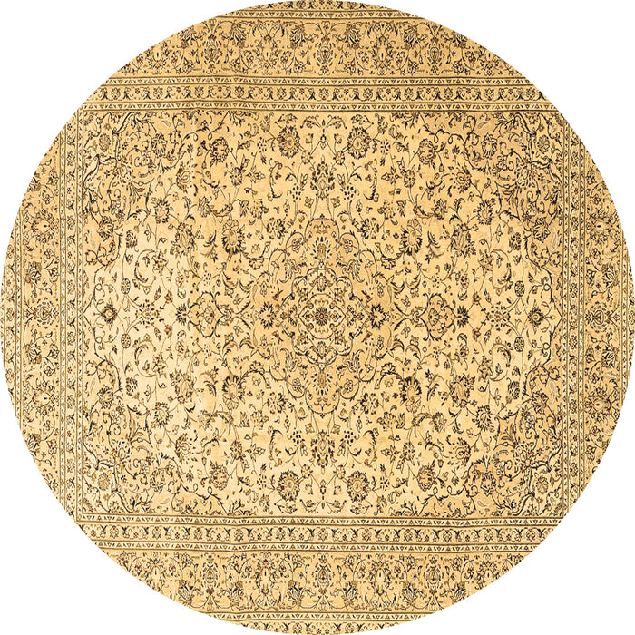 Round Medallion Brown Traditional Rug, tr4005brn