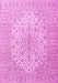 Machine Washable Medallion Pink Traditional Rug, wshtr4005pnk