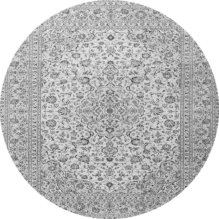 Machine Washable Medallion Gray Traditional Rug, wshtr4005gry