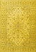 Machine Washable Medallion Yellow Traditional Rug, wshtr4005yw