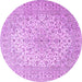 Round Machine Washable Medallion Purple Traditional Area Rugs, wshtr4005pur