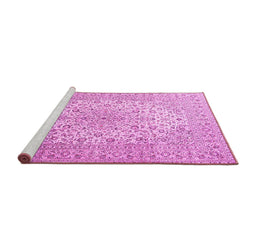 Sideview of Machine Washable Medallion Pink Traditional Rug, wshtr4005pnk