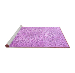 Sideview of Machine Washable Medallion Purple Traditional Area Rugs, wshtr4005pur