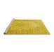 Sideview of Machine Washable Medallion Yellow Traditional Rug, wshtr4005yw