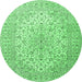 Round Medallion Emerald Green Traditional Rug, tr4005emgrn