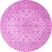 Round Machine Washable Medallion Pink Traditional Rug, wshtr4005pnk