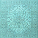 Square Medallion Light Blue Traditional Rug, tr4005lblu