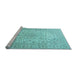 Sideview of Machine Washable Medallion Light Blue Traditional Rug, wshtr4005lblu