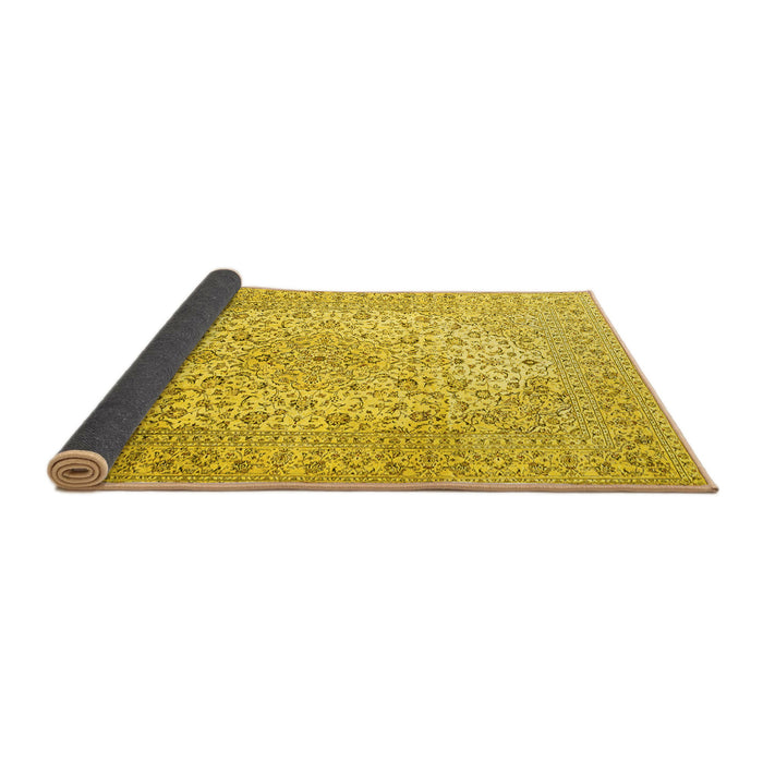 Sideview of Medallion Yellow Traditional Rug, tr4005yw