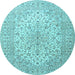 Round Medallion Light Blue Traditional Rug, tr4005lblu