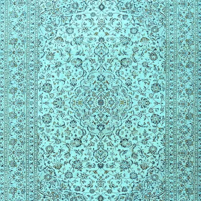 Machine Washable Medallion Light Blue Traditional Rug, wshtr4005lblu