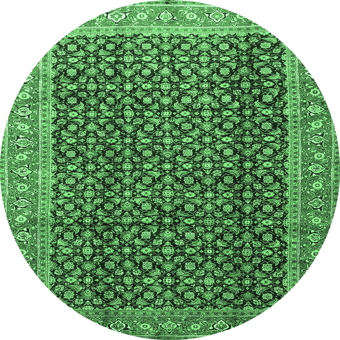 Round Persian Emerald Green Traditional Rug, tr4006emgrn