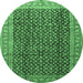 Round Persian Emerald Green Traditional Rug, tr4006emgrn