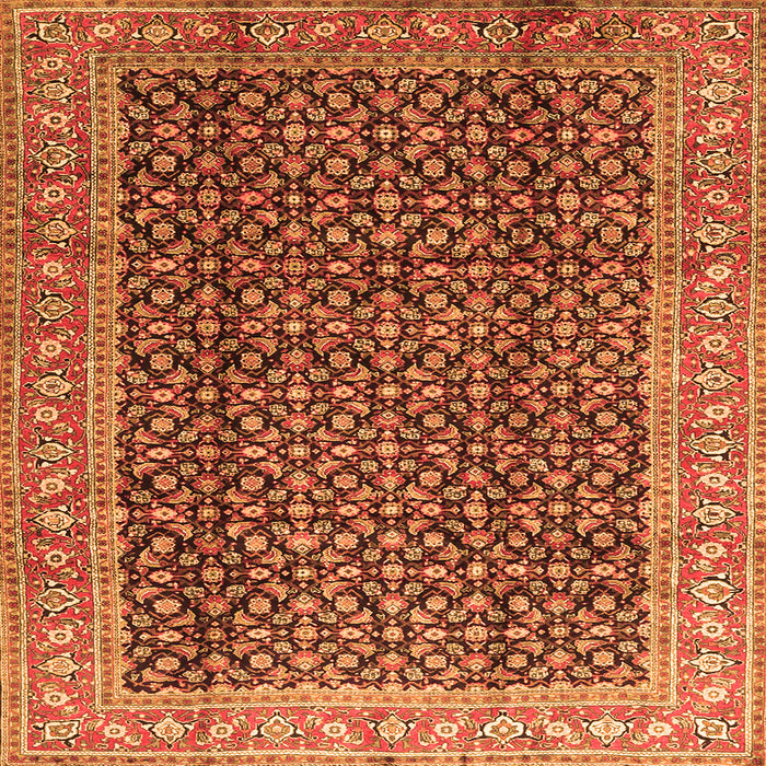 Round Machine Washable Persian Orange Traditional Area Rugs, wshtr4006org