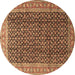 Round Machine Washable Persian Brown Traditional Rug, wshtr4006brn