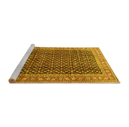 Sideview of Machine Washable Persian Yellow Traditional Rug, wshtr4006yw
