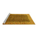 Sideview of Machine Washable Persian Yellow Traditional Rug, wshtr4006yw