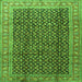 Round Machine Washable Persian Green Traditional Area Rugs, wshtr4006grn