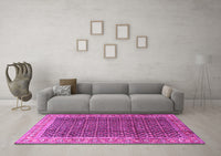 Machine Washable Persian Pink Traditional Rug, wshtr4006pnk