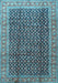 Machine Washable Persian Light Blue Traditional Rug, wshtr4006lblu