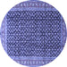 Round Machine Washable Persian Blue Traditional Rug, wshtr4006blu