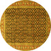 Round Machine Washable Persian Yellow Traditional Rug, wshtr4006yw