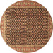Round Persian Brown Traditional Rug, tr4006brn