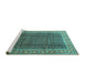 Sideview of Machine Washable Persian Turquoise Traditional Area Rugs, wshtr4006turq