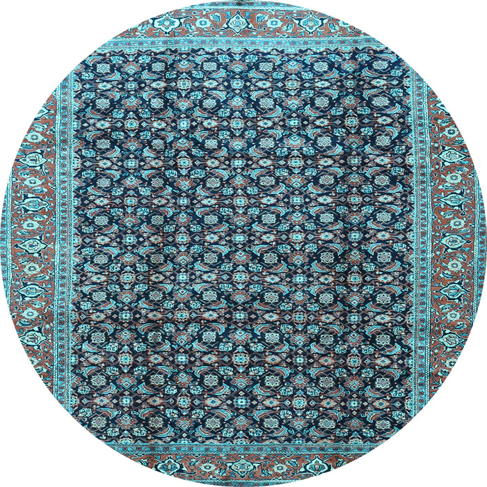 Round Machine Washable Persian Light Blue Traditional Rug, wshtr4006lblu