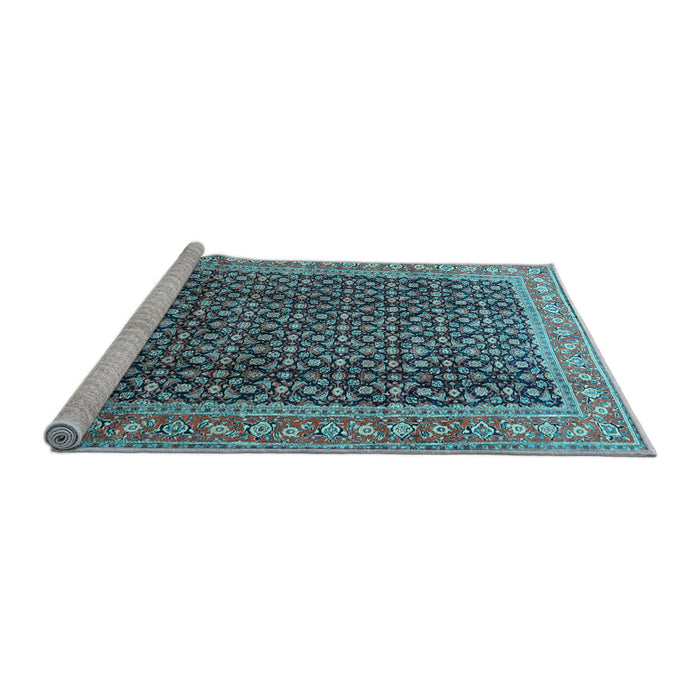 Sideview of Machine Washable Persian Light Blue Traditional Rug, wshtr4006lblu