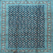 Square Machine Washable Persian Light Blue Traditional Rug, wshtr4006lblu