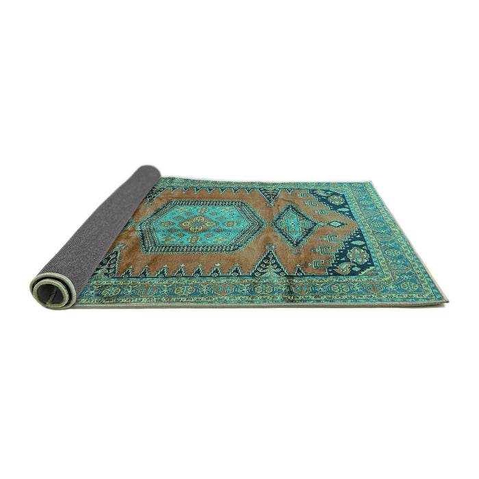 Sideview of Persian Turquoise Traditional Rug, tr4007turq