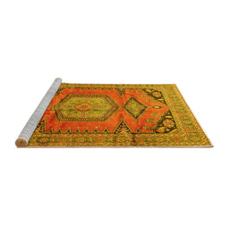 Sideview of Machine Washable Persian Yellow Traditional Rug, wshtr4007yw