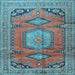 Square Machine Washable Persian Light Blue Traditional Rug, wshtr4007lblu