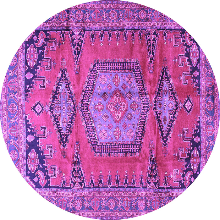 Round Machine Washable Persian Purple Traditional Area Rugs, wshtr4007pur