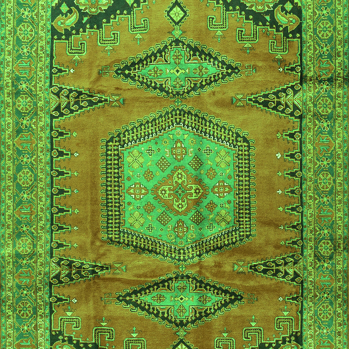 Serging Thickness of Machine Washable Persian Green Traditional Area Rugs, wshtr4007grn